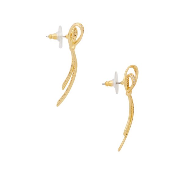 New Kate Spade All Tied Up Pave Drop Earrings - Picture 4 of 5